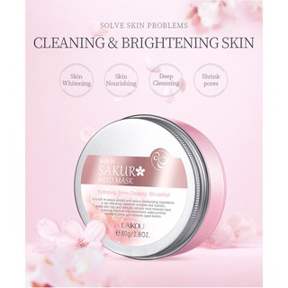 80ml japón sakura máscara de barro limpieza facial rosa esencia brillante piel reabastece poros encogimiento poros húmedos control de aceite exfoliante (9)