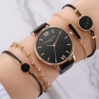5-piece set of high-end women's watch set Bracelet belt exquisite dial quartz watch