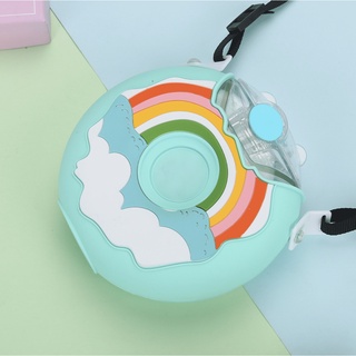 Botella de donut a la moda para niños, vaso de paja creativo a prueba de caídas, con correa de plástico (3)