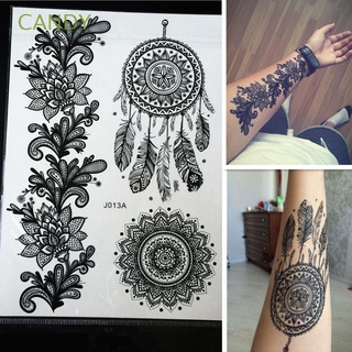 candy black body art inspirado brazo pierna tatuaje henna temporal tatuaje pegatina 21x15cm diseño de moda transferencia larga impermeable