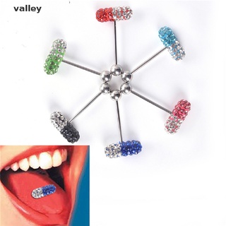 valley 14g acero quirúrgico bola de cristal barra de la barra de la lengua anillos piercing cuerpo joyería mx