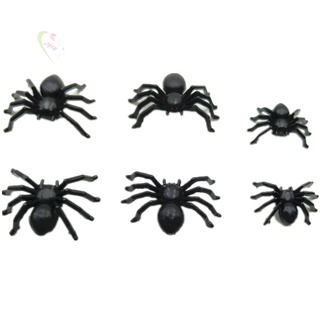 Le support 20/50 piezas arañas decorativas de Halloween brillan en negro oscuro plástico araña juguetes Halloween broma realista accesorios