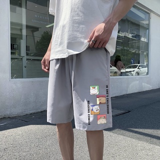 [Listo Stock] Pantalones Cortos Casuales Hombres Street Wear Influencer De Cinco Puntos Verano Estilo Hong Kong Suelto Todo-Partido Moda (3)