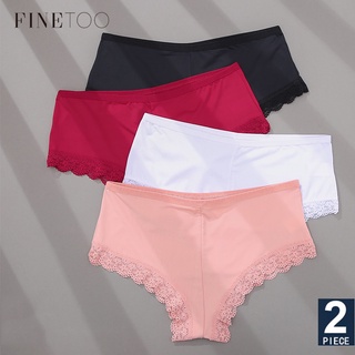 FINETOO 2Pcs / Set Women Sexy Seamless Brazilian Briefs Pants Plus Size Lingerie Underpants Thongs Lace Briefs Underwear Brief M-XXL