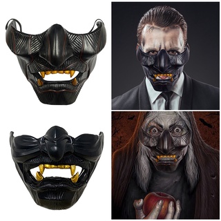 Laughing Prajna Devil Grimace Half Face Cosplay Costume Party Tactical Mask Resin Mask for Halloween