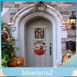 blue2 5 estilos placa de halloween madera calabaza feliz halloween signo fácil de instalar para el hogar
