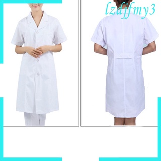 Cozylife mujer manga corta blanco exfoliantes bata de laboratorio Doctor enfermera uniforme S
