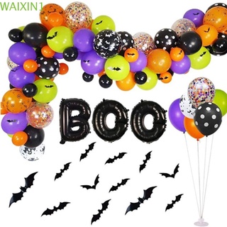 YESHE 94PCS/Set Decoración del hogar Kit de arco de guirnalda de globos de Halloween Suministros para la fiesta Calabaza de halloween Juego de decoración de globos de murciélago 3D Globos con estampado de murciélagos Conjunto de globos