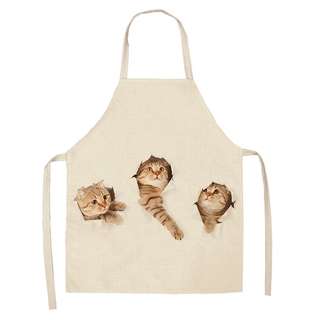 precioso gato patrón delantal de cocina para las mujeres de algodón lino baberos de limpieza del hogar pinafore delantales de cocina hogar 53*65cm wq0009-1 (7)