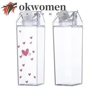 okwomen 500ml transparente caja de leche creativa bebida bebida taza deporte botella de agua portátil libre de bpa agua potable al aire libre a prueba de fugas accesorio de ciclismo