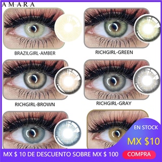 lentes de contacto amara 6 colores 1 par = 2 pzs lentes de color richgirl series lentes de ojos cosméticos