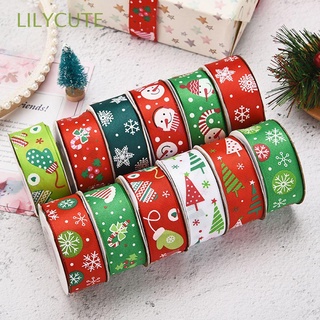 LILYCUTE Party Supplies Grosgrain Ribbons Printed Gift Box Wrapping Christmasn Ribbon 25mm 10 Yards Card Decor DIY Bowknot Handmade Merry Christmas Xmas