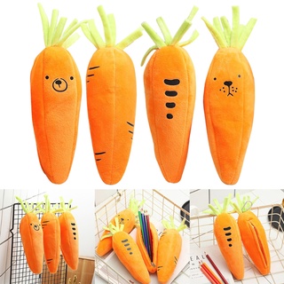 LU Creative Cute Carrot Shaped Stationery Pencil Bag School Supplies Large Capacity Plush Zipper Pencil Organizer Case Box (1)