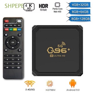 SHPEPE Q96+ Cine en casa Smart TV Box 8GB + 128GB Hisilicon Hi3798M Decodificador 4K H.265 Android 9.0 2021 Reproductor multimedia 2.4G / 5G Dual WIFI Quad Core