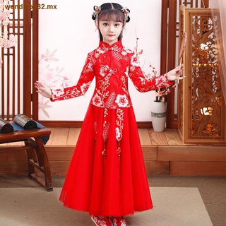 Hanfu niñas otoño e invierno traje cheongsam de manga larga 2021 nuevo traje vestido Tang traje princesa vestido super hadas niños (7)
