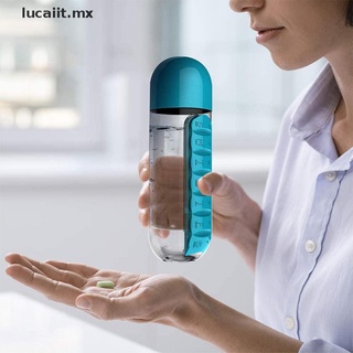【lucaiit】 Sports Plastic Water Bottle Combine Daily Pill Boxes Organizer Drinking Cup [MX]