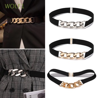 wolf1 moda elástico cinturones ajustables decorativos cintura correa de cintura mujer ropa decoración punk cintura cinturones estiramiento/multicolor