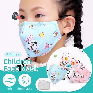 Niños niños cubierta facial Anti-polvo PM 2.5 dibujos animados 2 piezas filtros con válvulas ajustable gancho de oreja