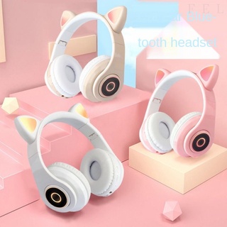 Audífonos Para orejas De Gato/gatito/Gamer/Bluetooth/audífonos inalámbricos con micrófono con Luz Led Para Celular Rosa/audífonos rosados lindos Para Gato/diadema/audífonos Para niños (1)