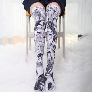 Calcetines de Anime japonés Ahegao impreso 3d de dibujos animados calcetines de rodilla calcetines de terciopelo altos calcetines saludar (1)