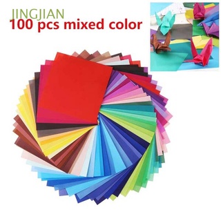 JINGJIAN 100PCS Origami Supplies Color Paper Hand-cut Paper Creative 10 Color Educational Children Backdrop Wall Decoration Handmade Paper