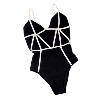 AyD-Women Striped One-piece Swimsuit, Sleeveless Backless Deep V-neck Swimwear