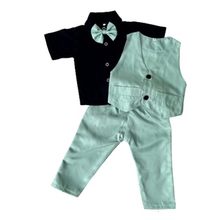 Menta esmoquin traje chaleco formal traje de niños 1 2 3 4 5 6 7 8 9 10 meses fiesta de cumpleaños ropa de bebé verde salvia chaleco