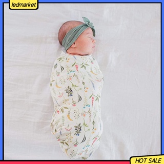 ledmarket 2 unids/Set bebé recibir manta patrón Floral piel amigable algodón bebé ducha envolver sombrero Kit para accesorios de bebé (2)